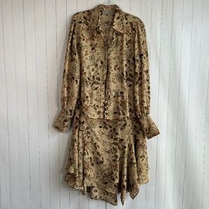 Double D Ranch size XL blouse maxi skirt set brown floral western long sleeve